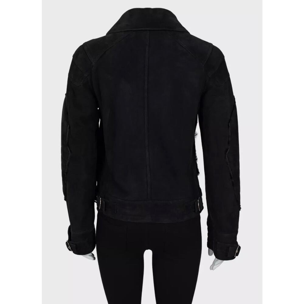 Christian Dior Black Genuine Leather Shearling Jacket sz.36 FR - Picture 3 of 6